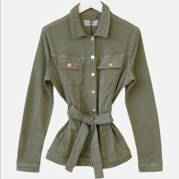 NWT Lola Jeans Green Jacket with Tie Belt - Picture 1 of 5